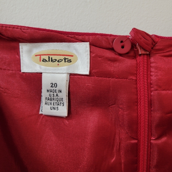 Size 20 Talbots bright red dressy maxi shirt with back slit silk inner lining - Picture 4 of 9